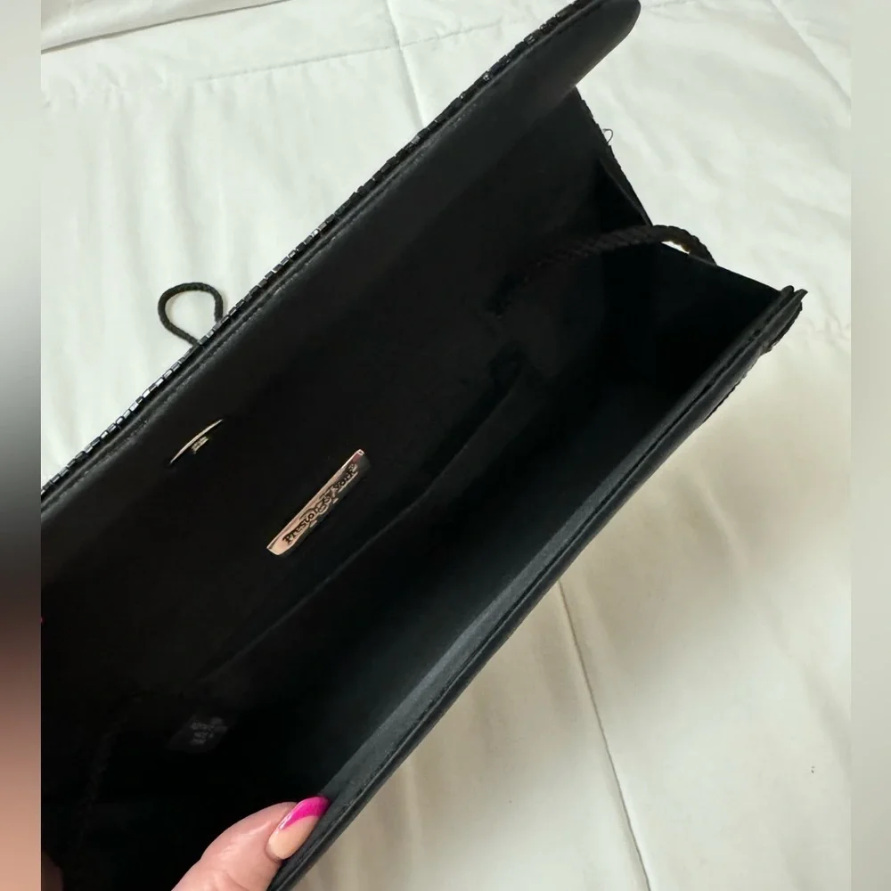 VTG Preston & York Elegant Beaded Satin Black Evening Clutch Shoulder Bag 90’s - Picture 14 of 15